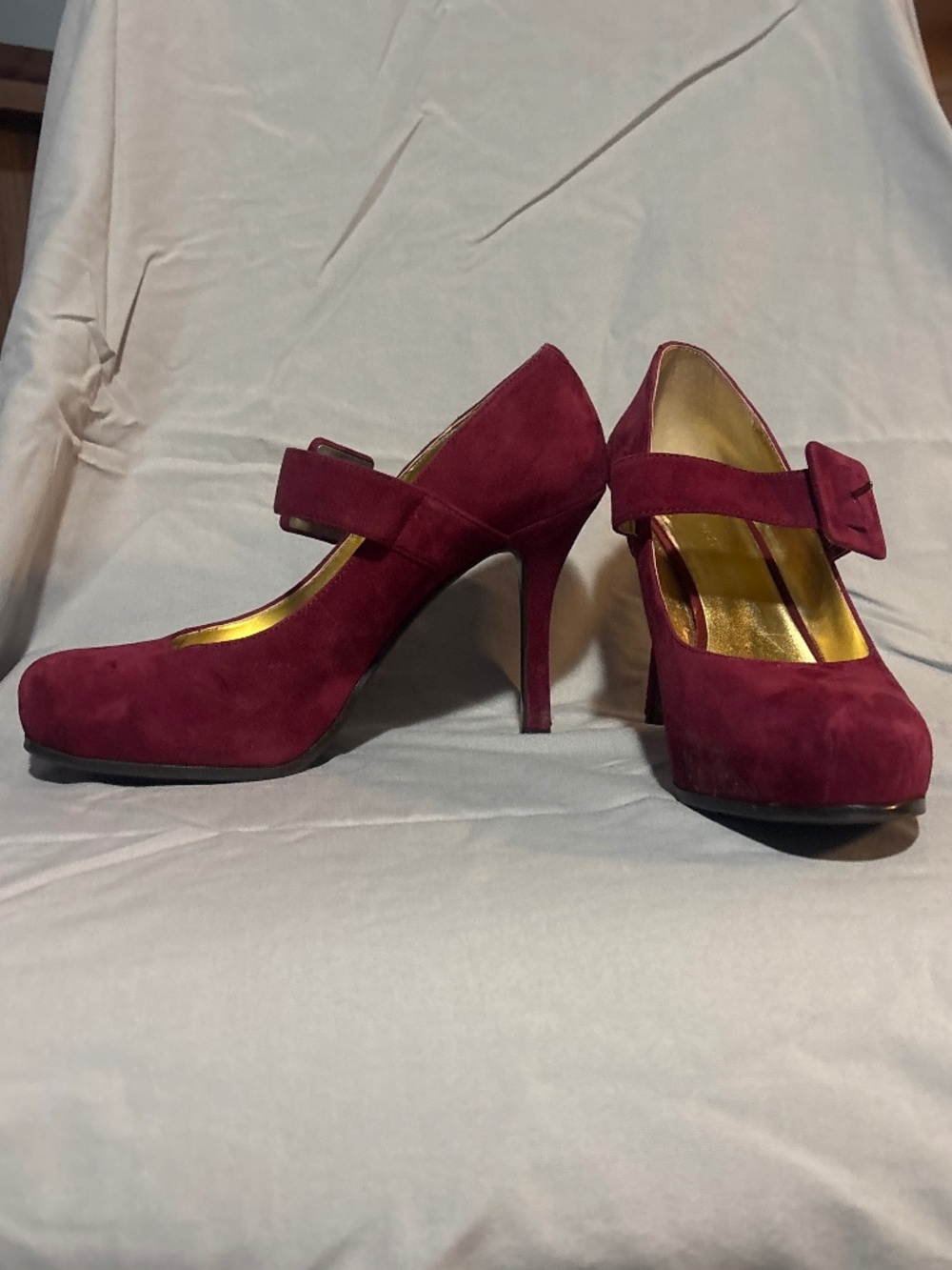 Wine Mary Jane Nine West Heel